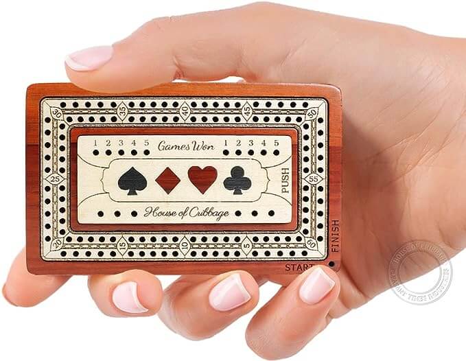 House of Cribbage's 2-Track Wooden Travel Cribbage Board