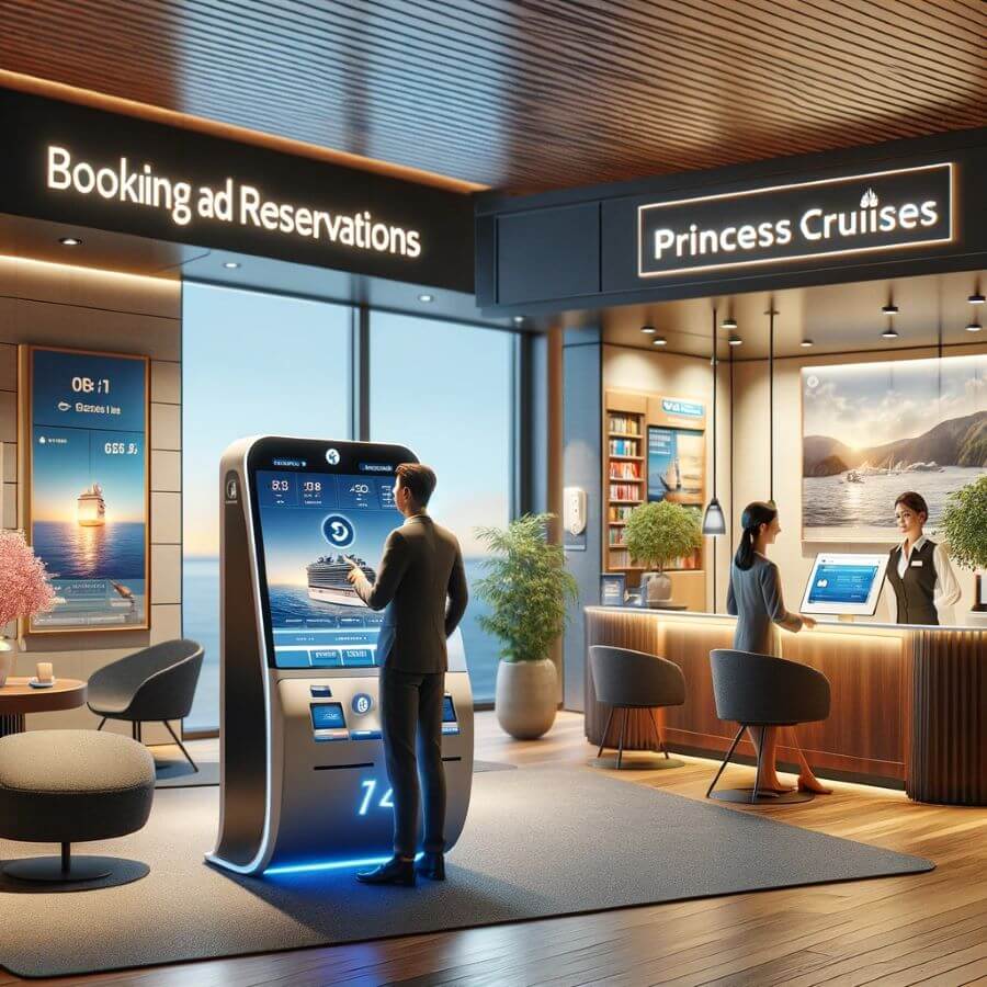 A realistic image showcasing the ease of booking and reservations with Celebrity Cruises and Princess Cruises, without using any text or writing. 